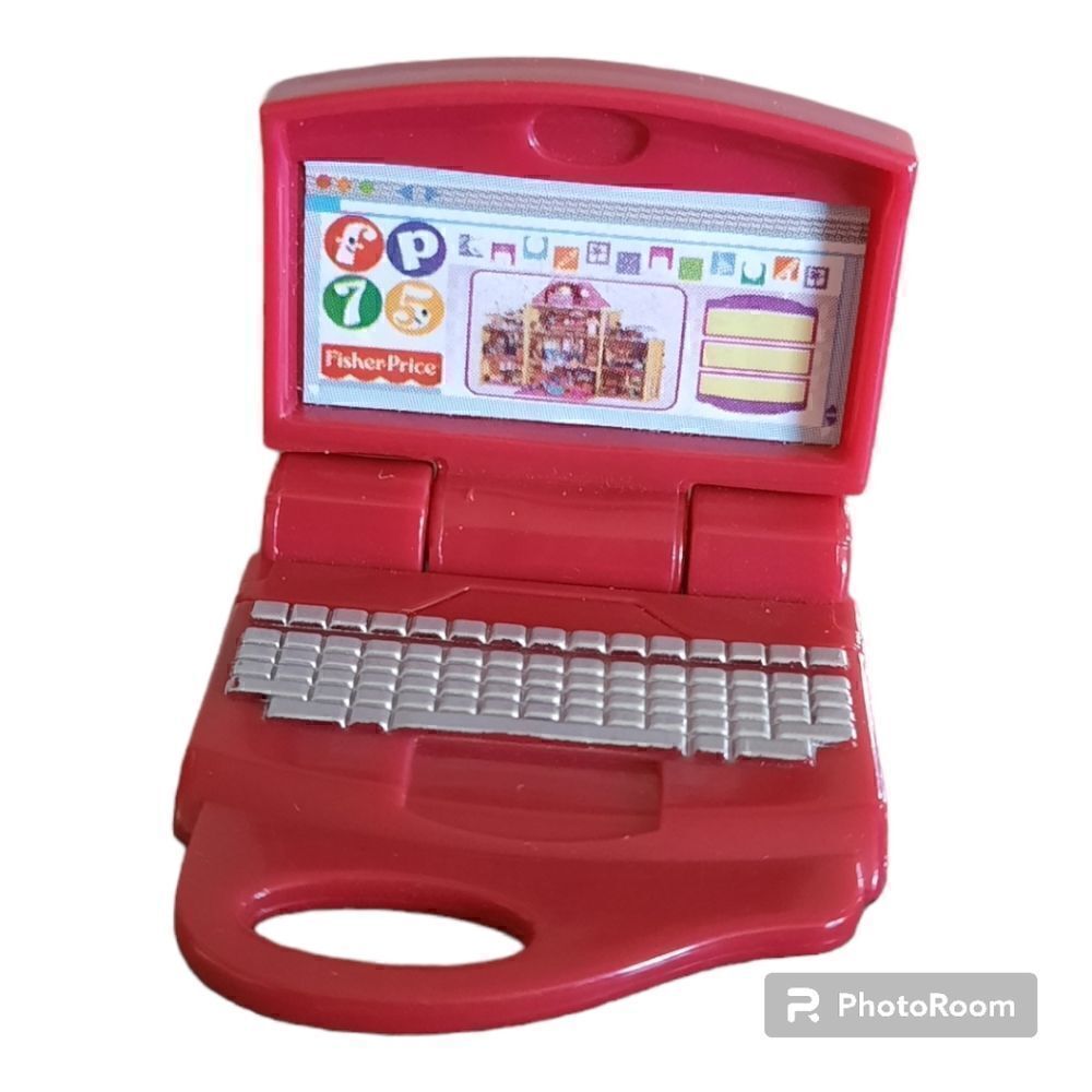 Fisher Price Loving Family Dollhouse Red PC Computer Doll Laptop Office Notebook